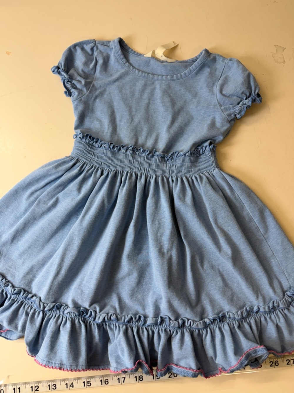 Girls' Light Blue Ruffle Waist Dress